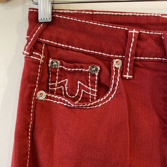 True Religion Jeans Red and White Stitch Vintage Red Size 29 RARE - Picture 3 of 16